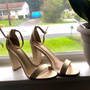 Champagne gold lulu block heels